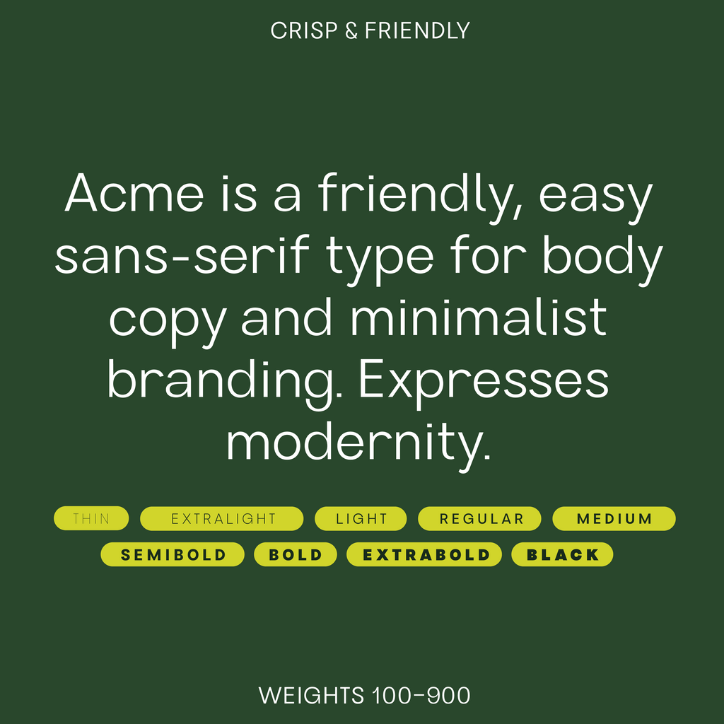 Bauhaus Acme—Modern, cool sans-serif font, clean and unique