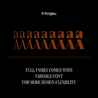 Comparison of different font weights on a black background with text about variable font family.