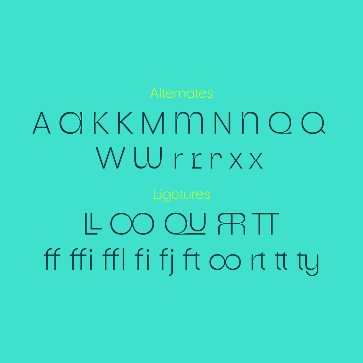 Auria Sans alternate letterforms and ligatures