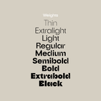 Auria Sans weight names stacked from Thin to Black