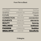 Auria Sans weight spectrum specimen from Thin to Black
