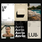 Auria wavy sans in a brand campaign for a late-summer pool house: spec sheet, pool photos, weights and opening hours