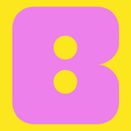 Letter B set in Plox, bubble block display font