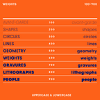 Bauhaus Geo font weights, from Thin to Black