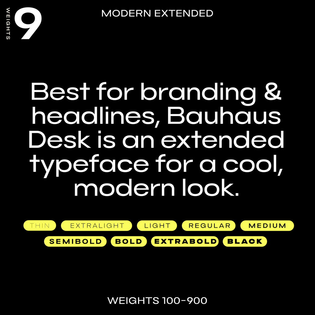 Bauhaus Desk—Bold sans-serif font for tech and design