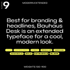 Desk font weights, from Thin to Black