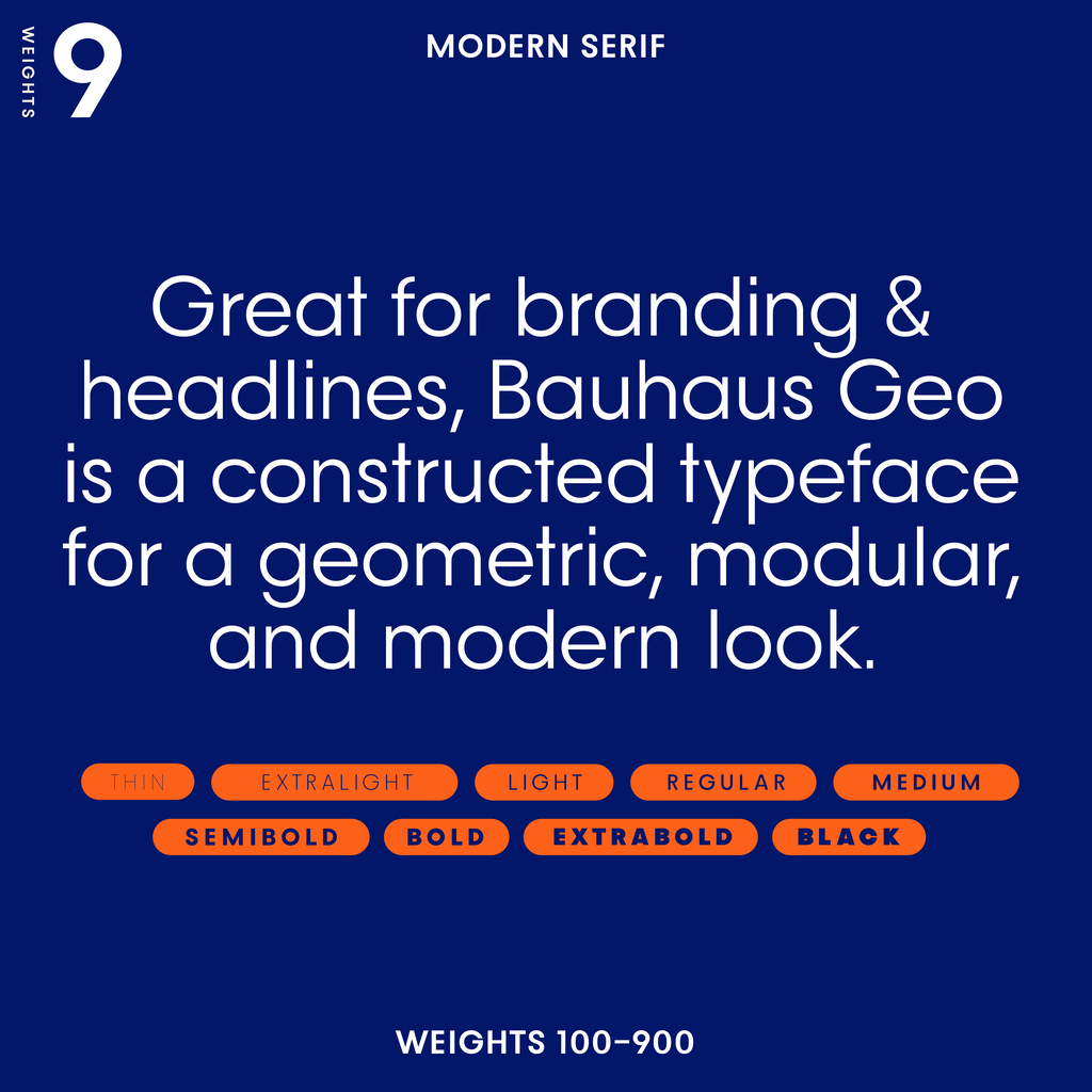 Bauhaus Geo— Geometric font, minimal with many alts