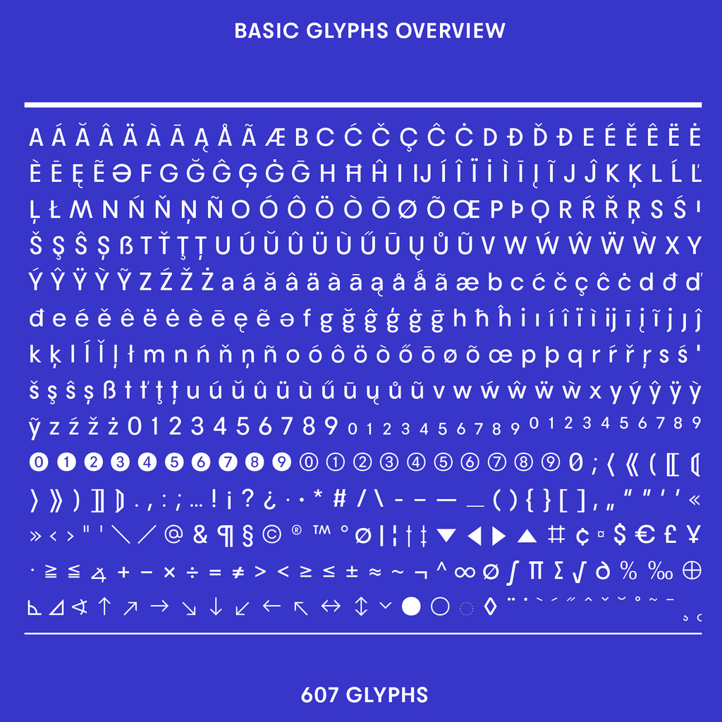 Bauhaus Slim glyphs overview