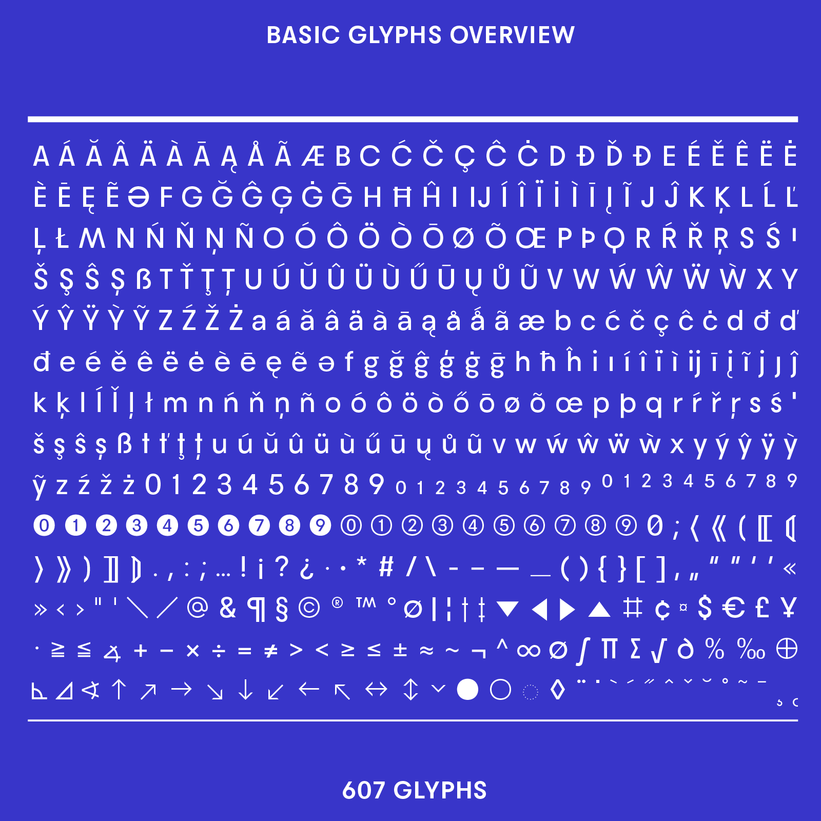 Bauhaus Slim glyphs overview