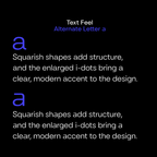 Alternate letter 'a' design with text