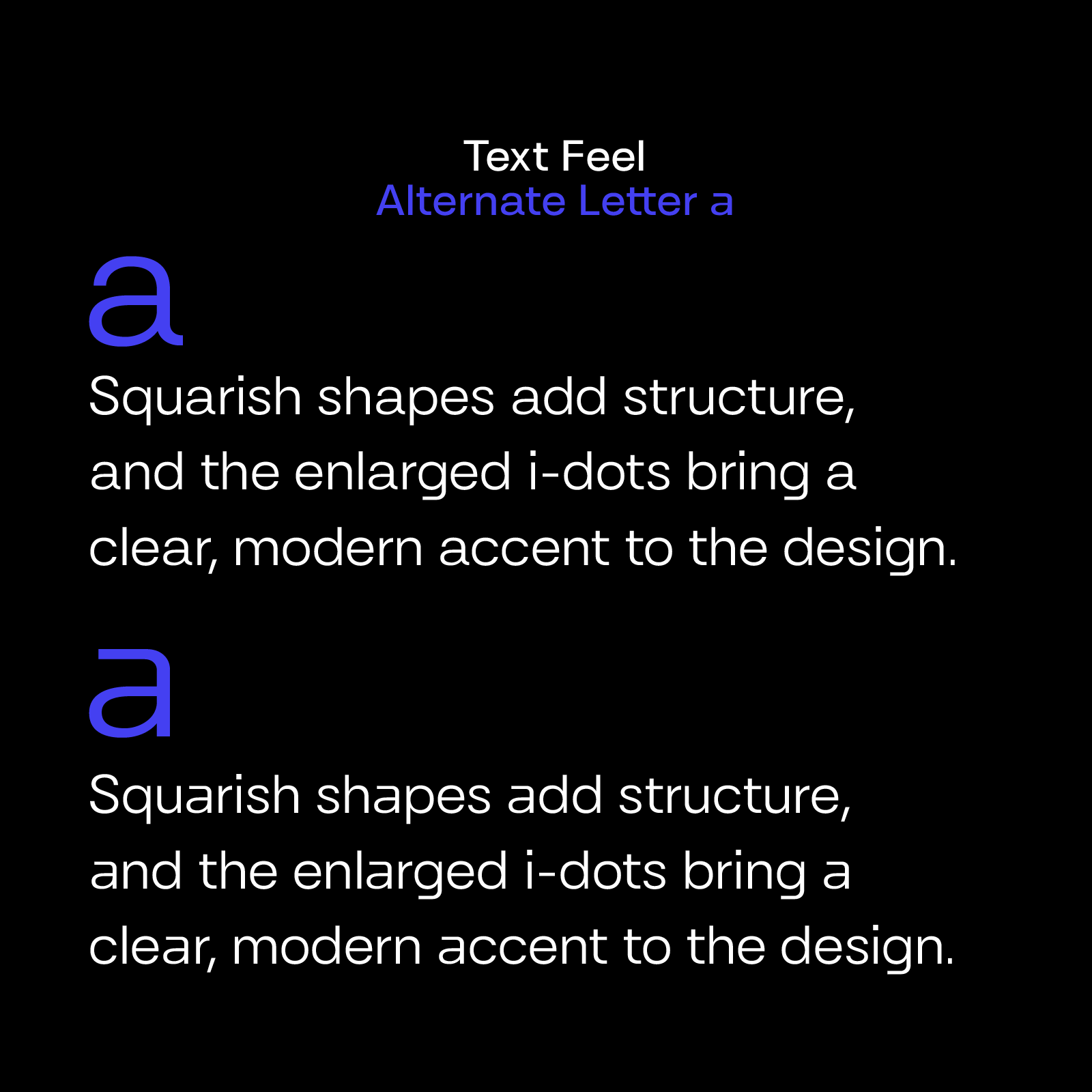 Alternate letter 'a' design with text