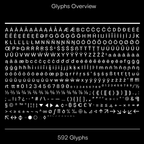 Display of 592 glyphs