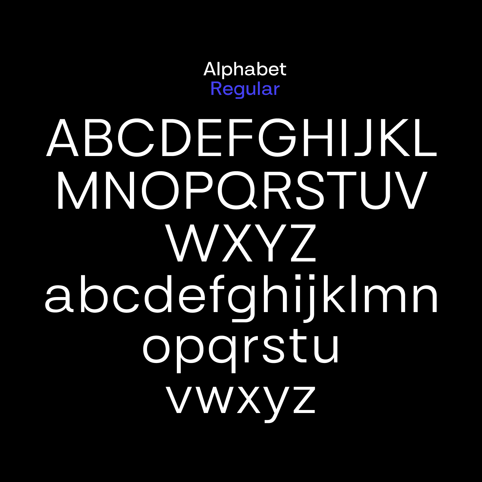 Alphabet 'Regular' font 