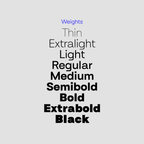 Text list of font weights