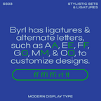 Bauhaus Byrl font, ligatures and alt letters