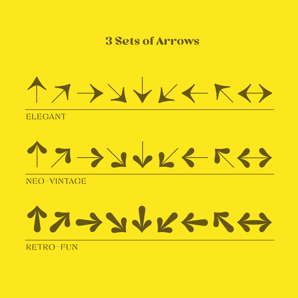 Cesty font 3 sets of arrows