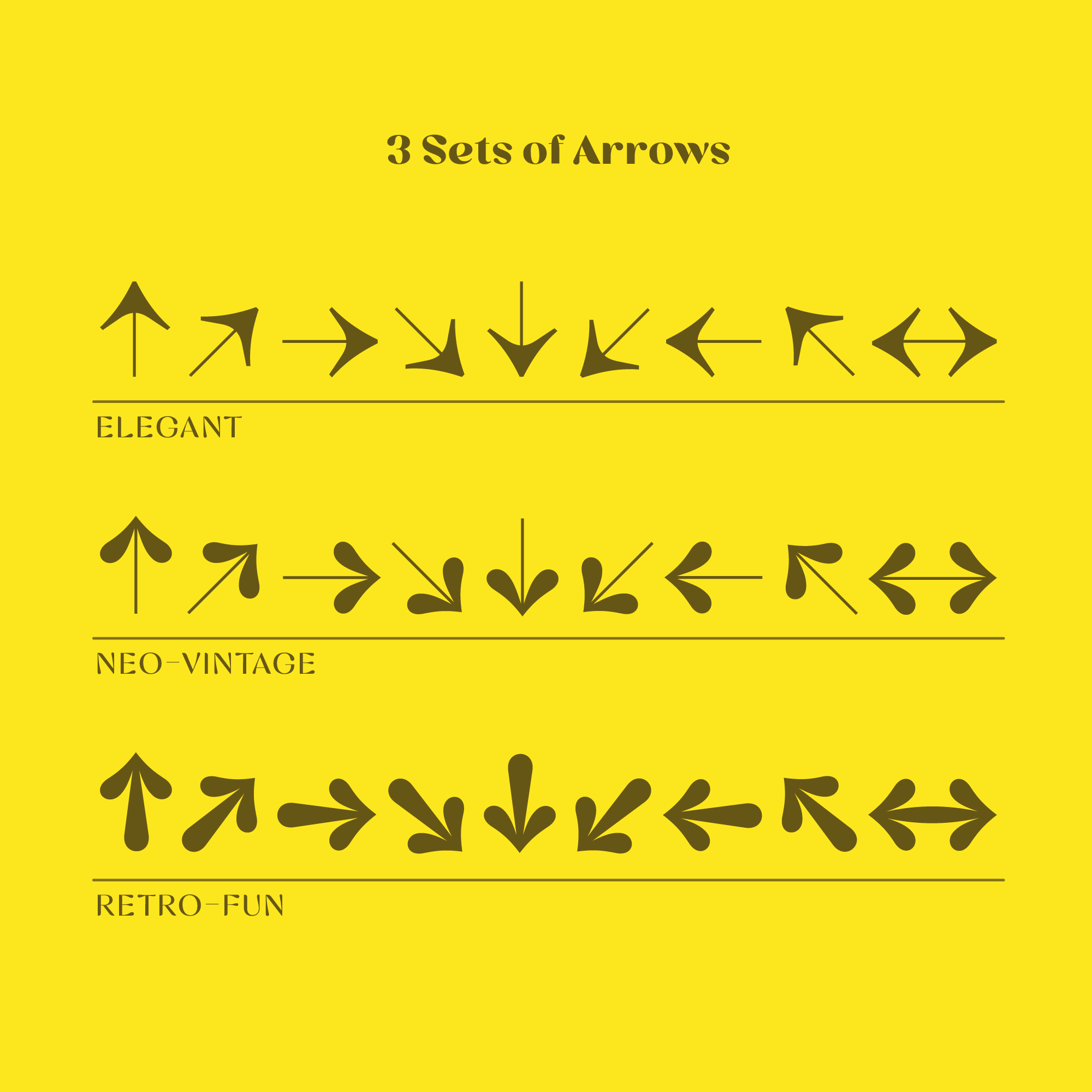 Cesty font 3 sets of arrows