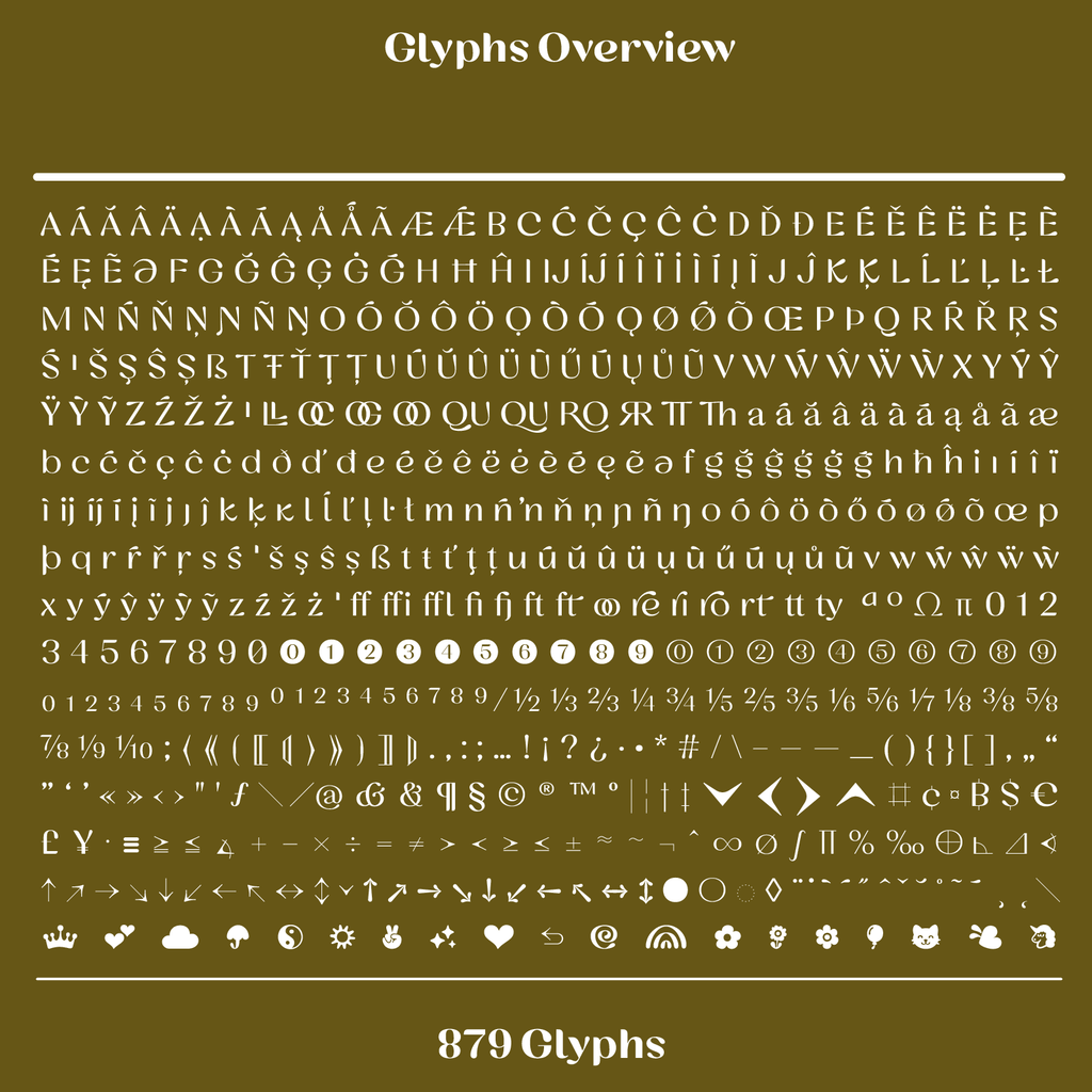 Cesty, glyphs overview
