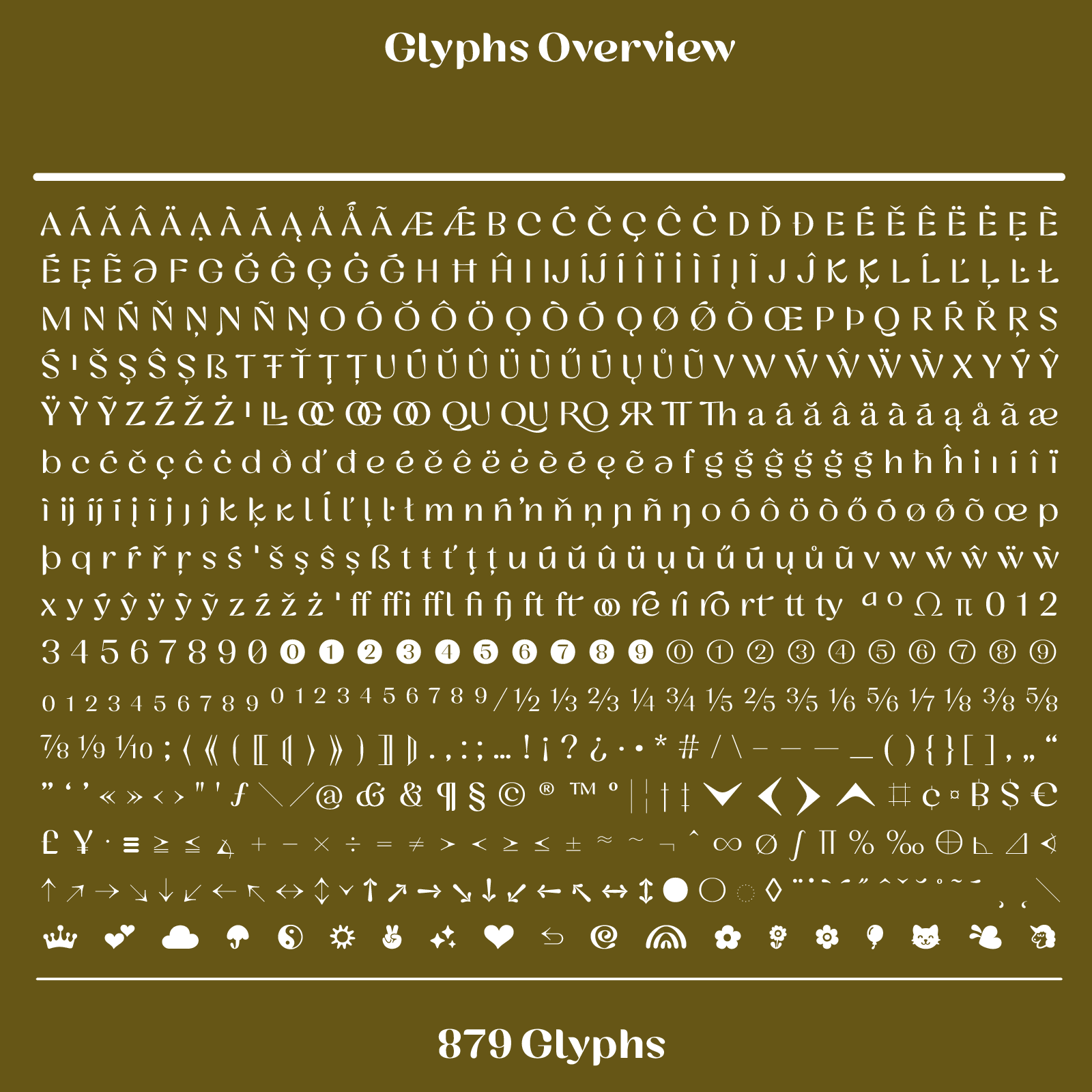 Cesty, glyphs overview