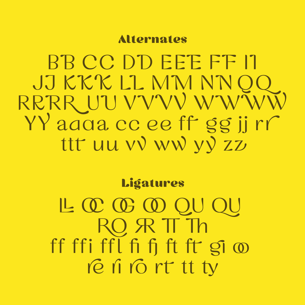Cesty font alternates and ligatures 