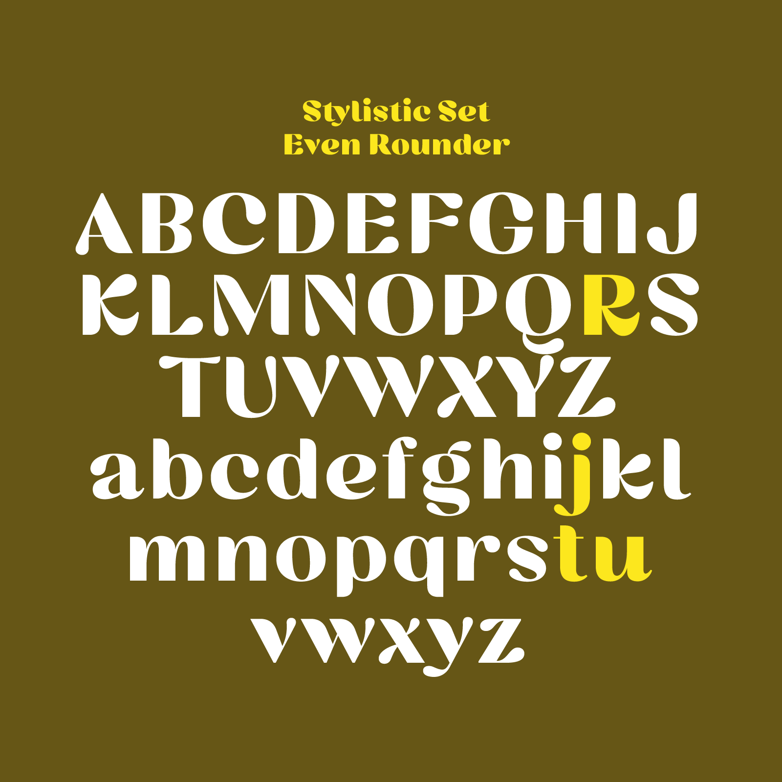 Cesty font, rounder alphabet, stylistic set