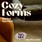 Chez rounded high-contrast font in use, furniture design example