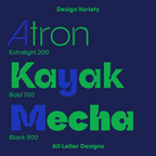 Kayon design variety, alternate letterforms side by side