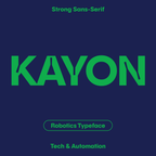Kayon, geometric tech font shown as a brand overview