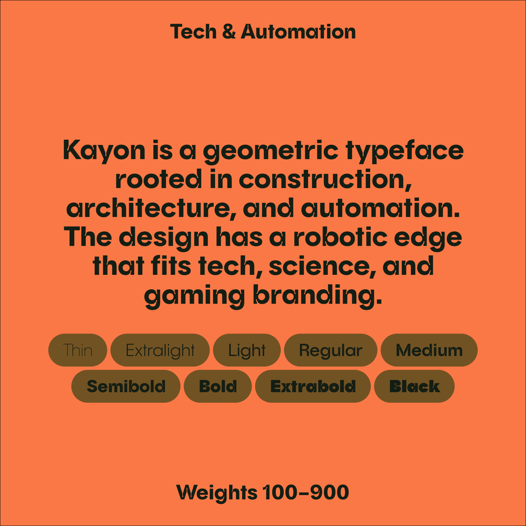 Kayon—Geometric Typeface for Architecture, Tech, and Robotics Design