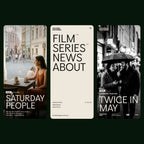 Little River sophisticated font on a film studio's mobile website: hero, menu and a black and white still