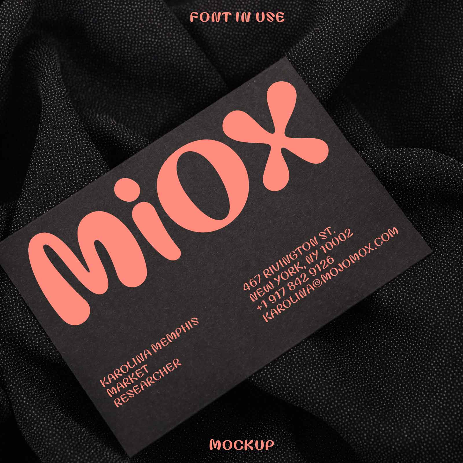text on business card retro style
