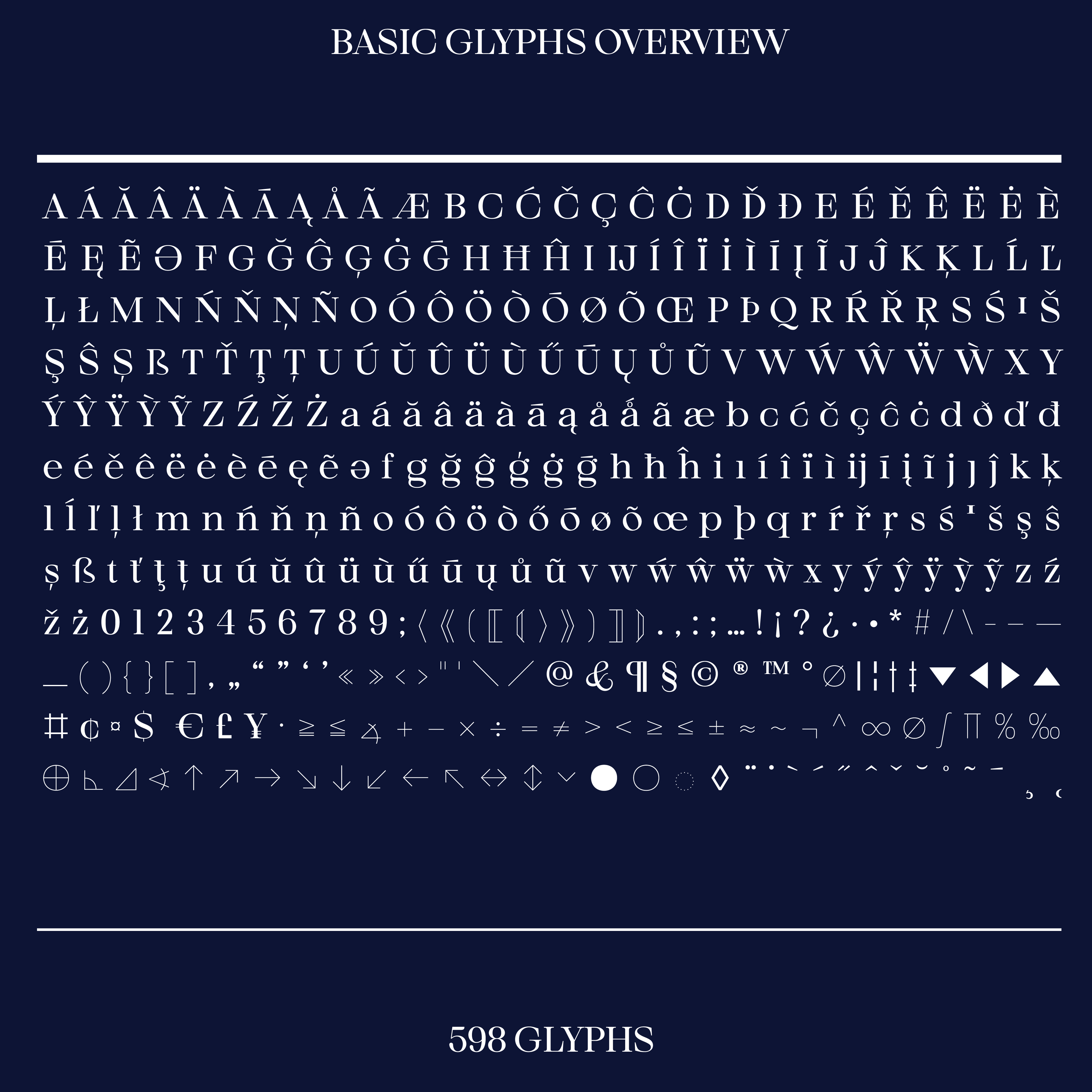 Mod, basic glyphs overview