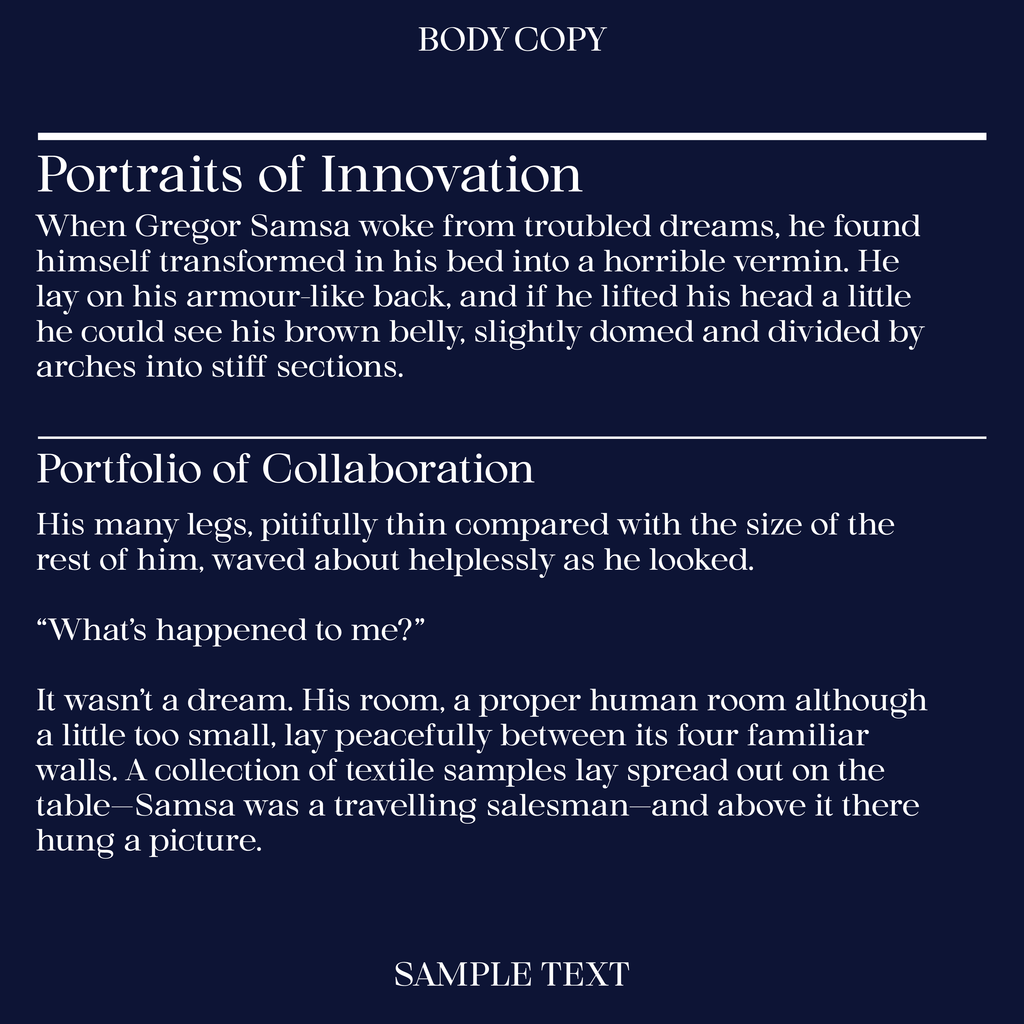 Mod, body copy example