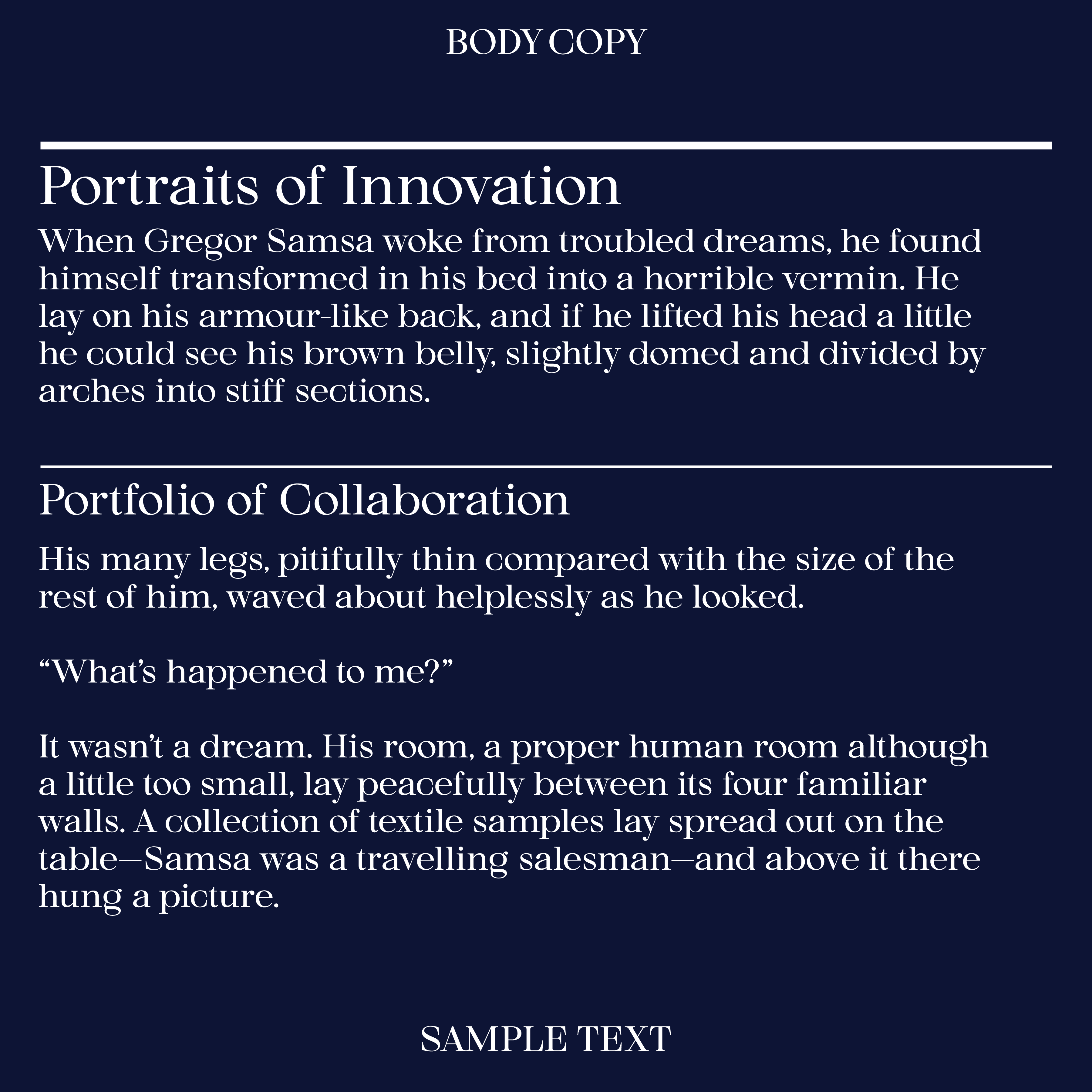 Mod, body copy example