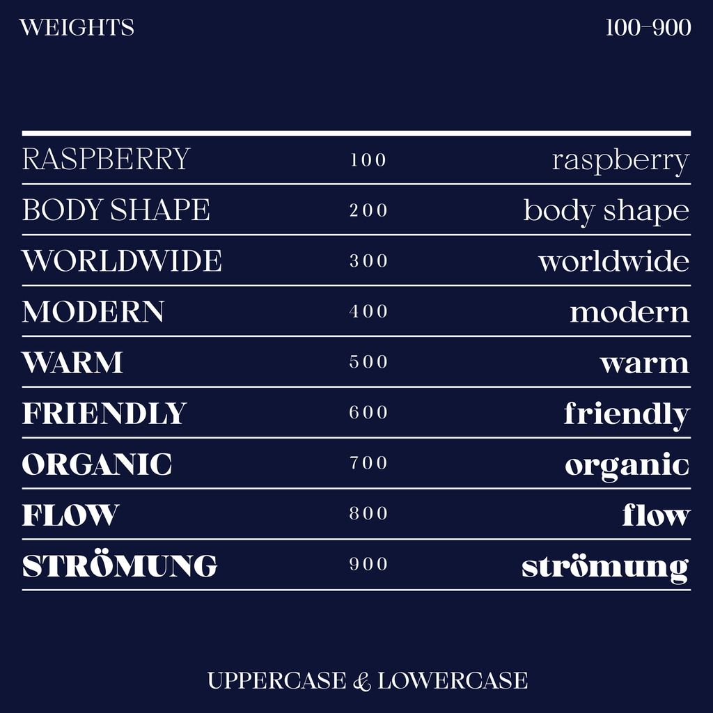 Mod 9 font weights overview