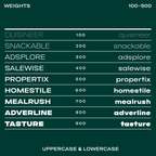 Mosy font weights shown in uppercase and lowercase