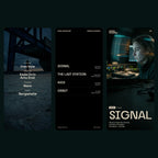 Nano bold slab serif on a film studio's mobile website: credit roll, listings and hero still