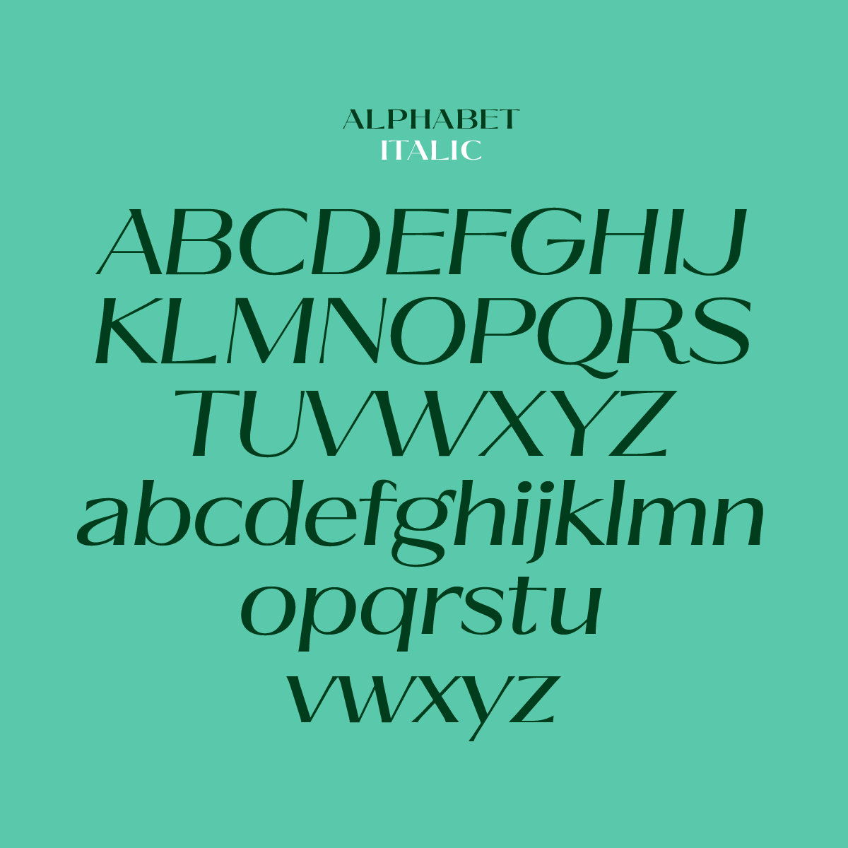 Ques font alphabet italic