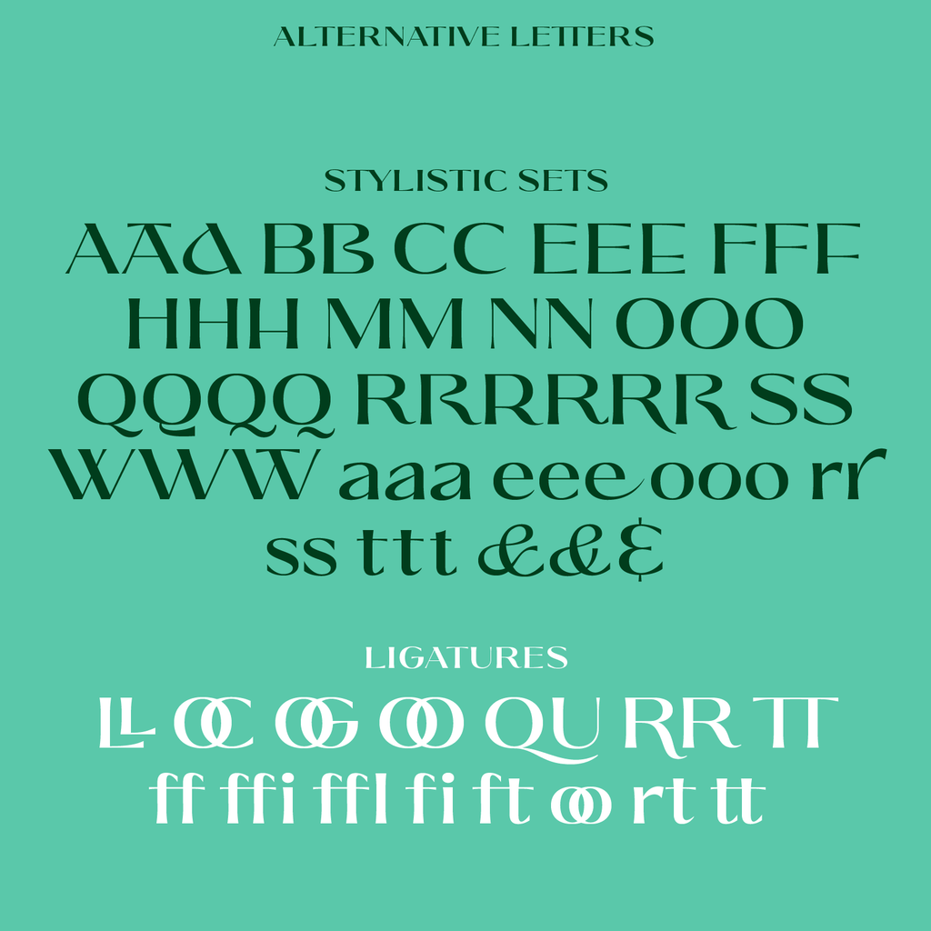 Ques alternate letters and ligatures