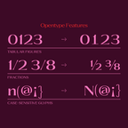 Ques OpenType feature samples with figures and fractions