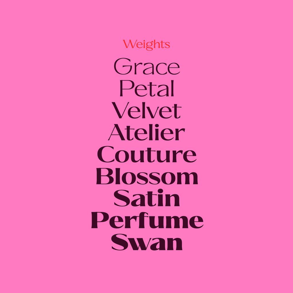 Ques weight comparison using sample words from Grace to Swan