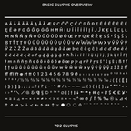 Complete glyph set overview for the Quik handwritten marker font