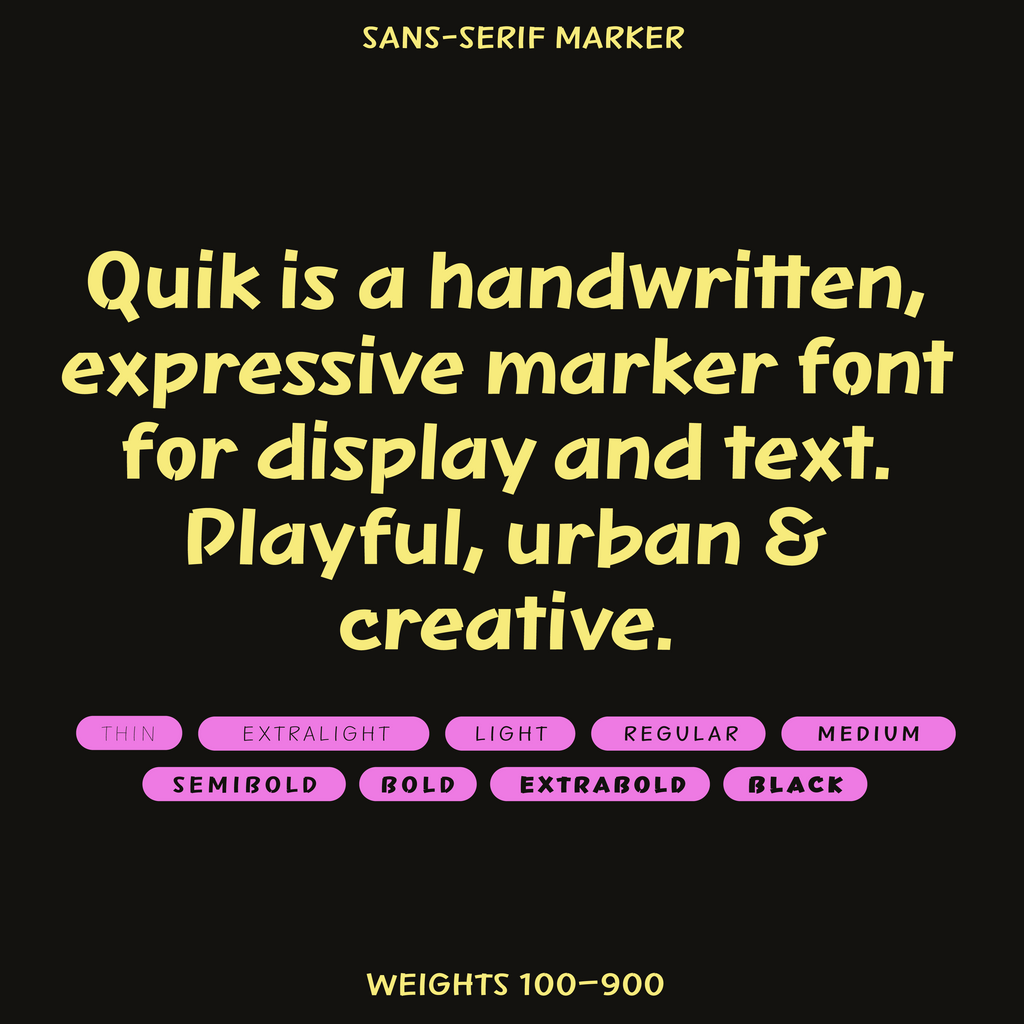 Quik—Marker font for fun crafts, food, sports