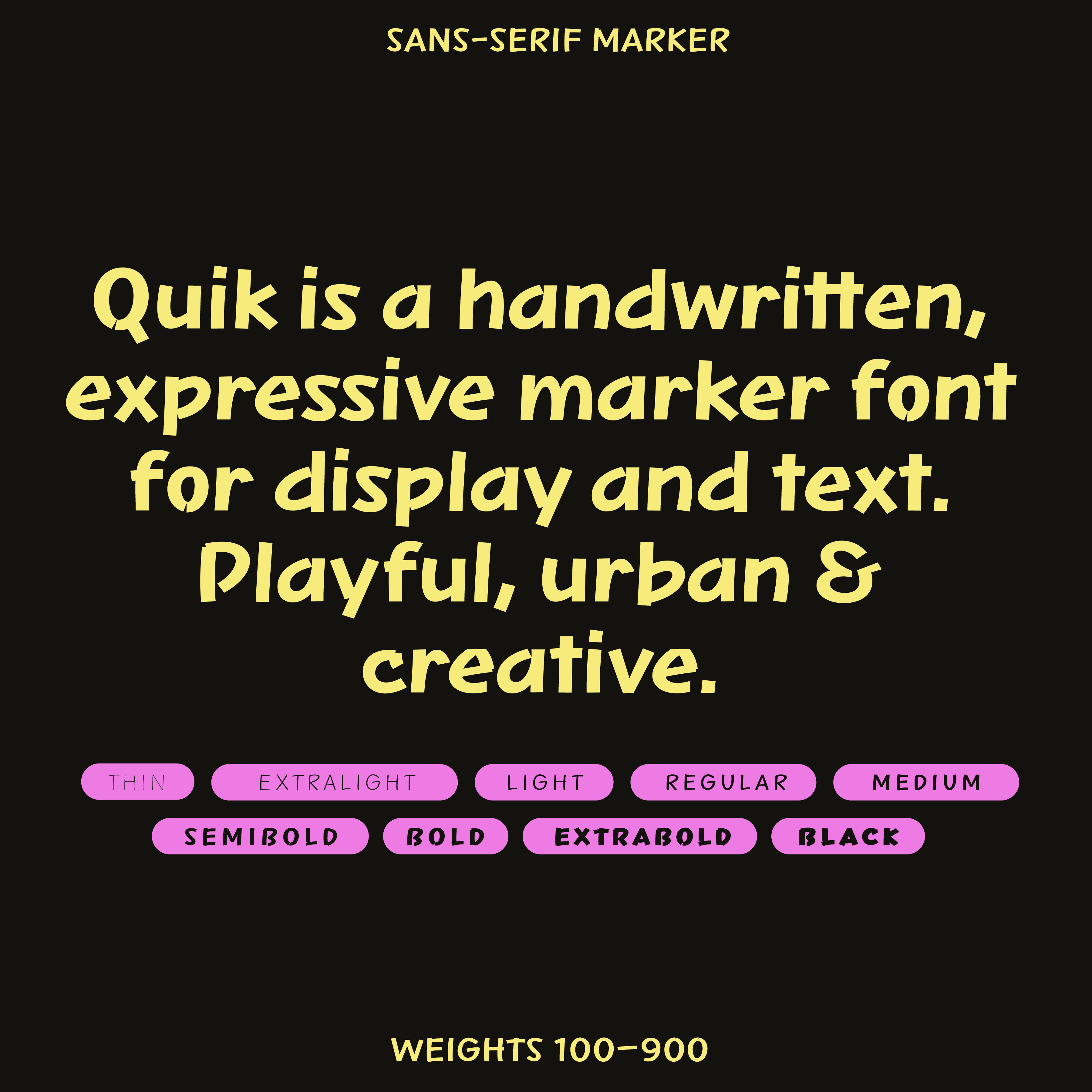 Quik—Marker font for fun crafts, food, sports