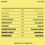 Quik font weights, from Thin to Black