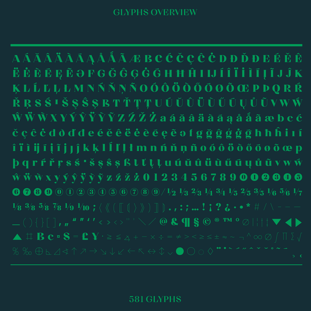 Quil font glyphs overview