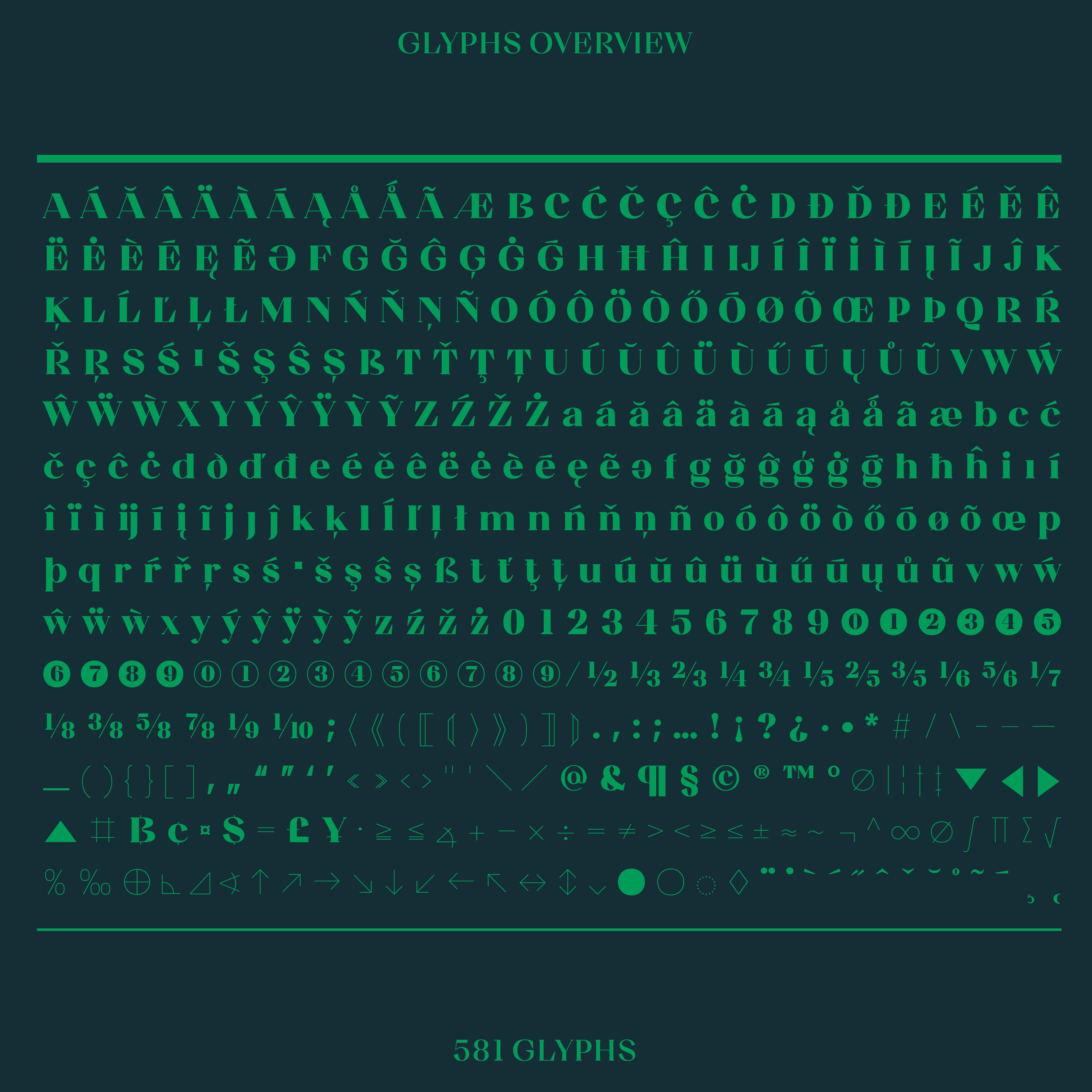 Quil font glyphs overview