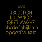 Gold alphabet on a black background