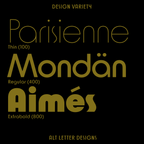 Display of different font styles with weights on a black background