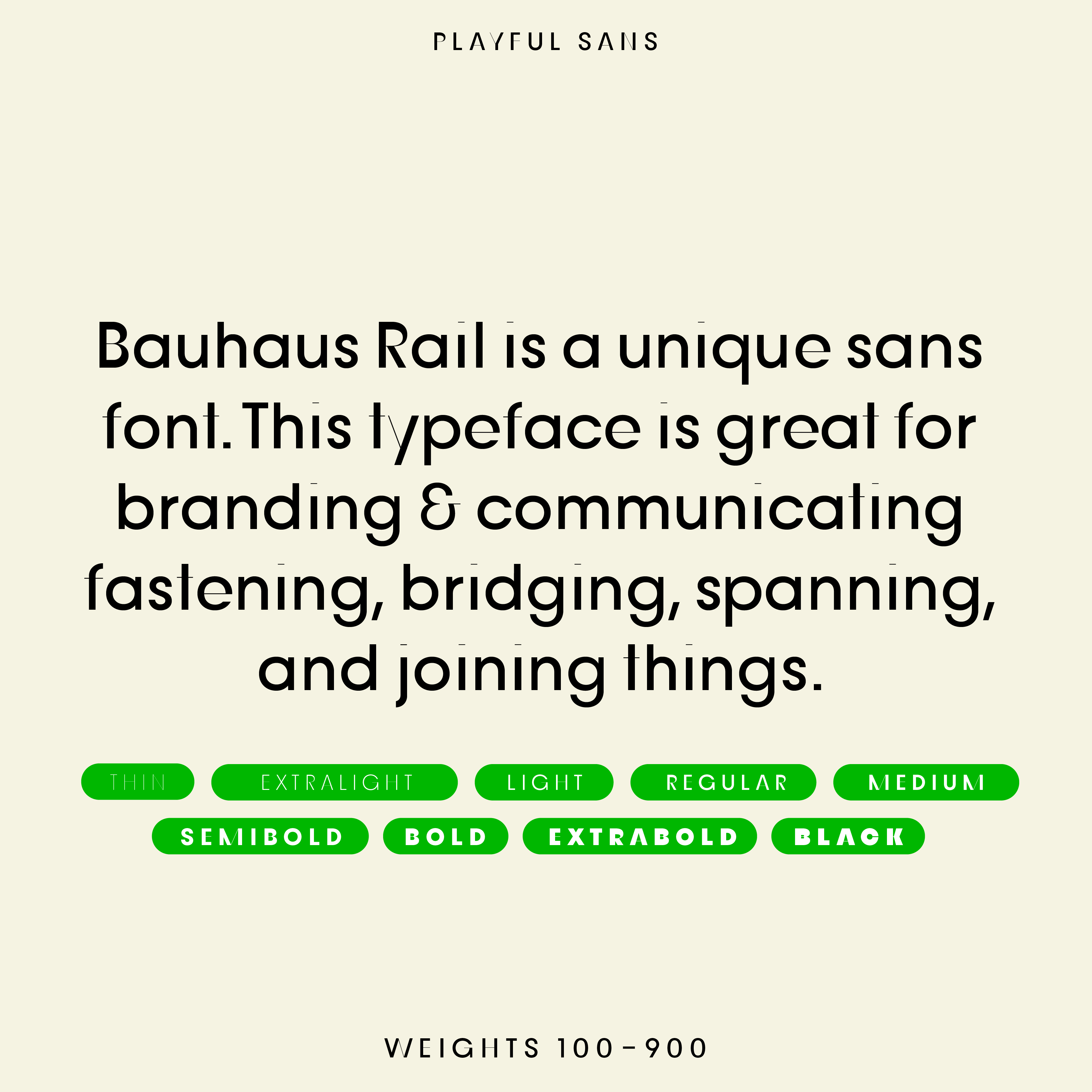 Bauhaus Rail, unique sans-serif type for branding